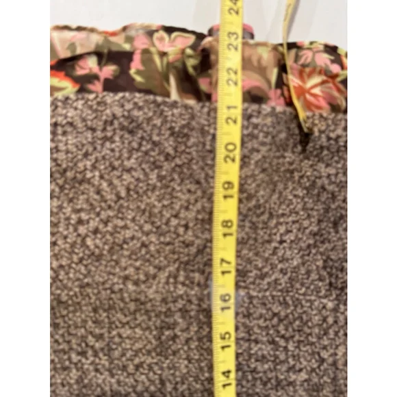 Loft Tweed Wool Blend Skirt Floral Flounce Size 4 Brown Pink - Picture 7 of 9
